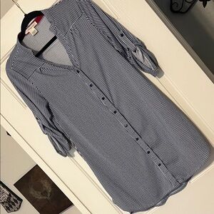 Passport Navy and White Striped Midi Dress / Cover Up